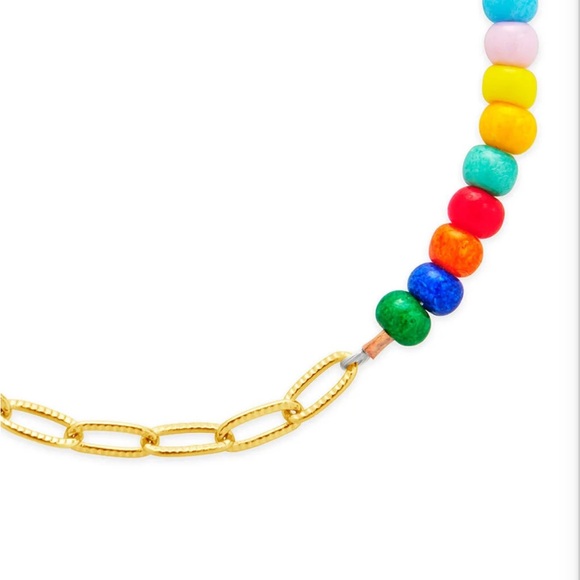 Sterling Forever Rainbow Beaded Anklet-14K Gold Plated - Picture 3 of 6